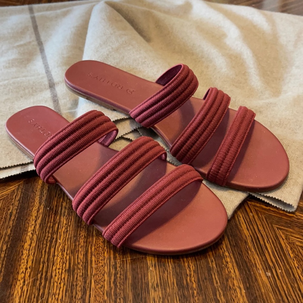 NWT Rothy’s sandal in burgundy, rust, “sangria” . 9.5 M
